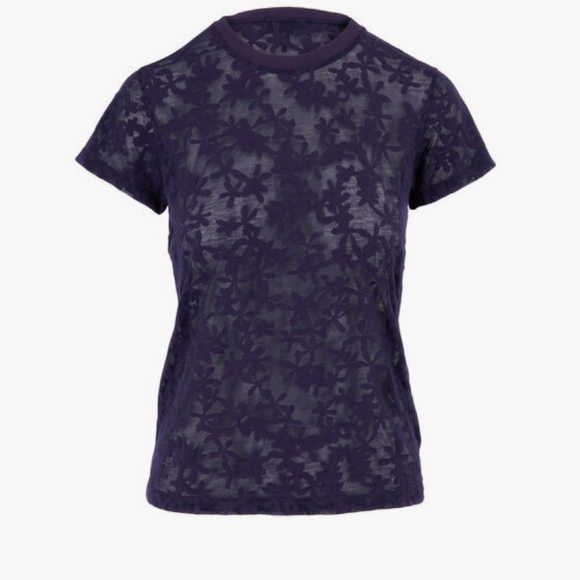 Rag & Bone Valencia Purple Night Sheer Floral Tee Blue Purple M - Picture 1 of 3